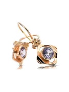 Or rose rouge 14 carats 14k 583 Alexandrite des boucles d'oreilles vec017r Russe Soviétique URSS Bijoux vintage Art Deco style